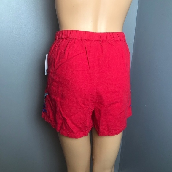 BP Red Embroidered High-Waisted Linen Shorts – NWT, Size Medium - Picture 5 of 9